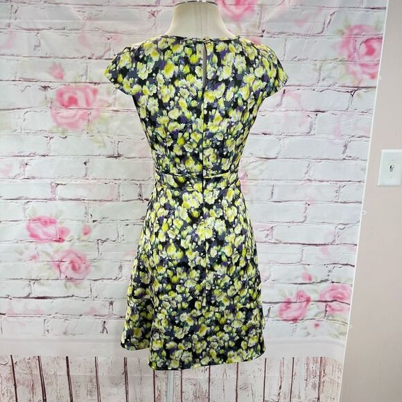 J. Crew Women's Cap Sleeve Floral A-Line Dress Yellow Size 0 - Picture 7 of 13